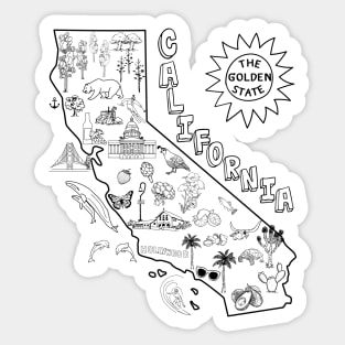 California State Map with Pictures Sticker